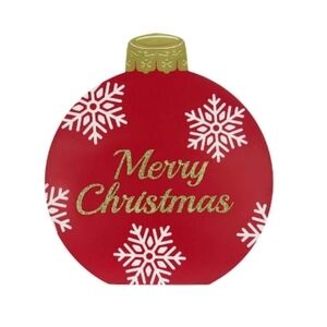 Huge Red Merry Christmas Ornament Bulb Wooden Yard Decor Sign 23 Inch